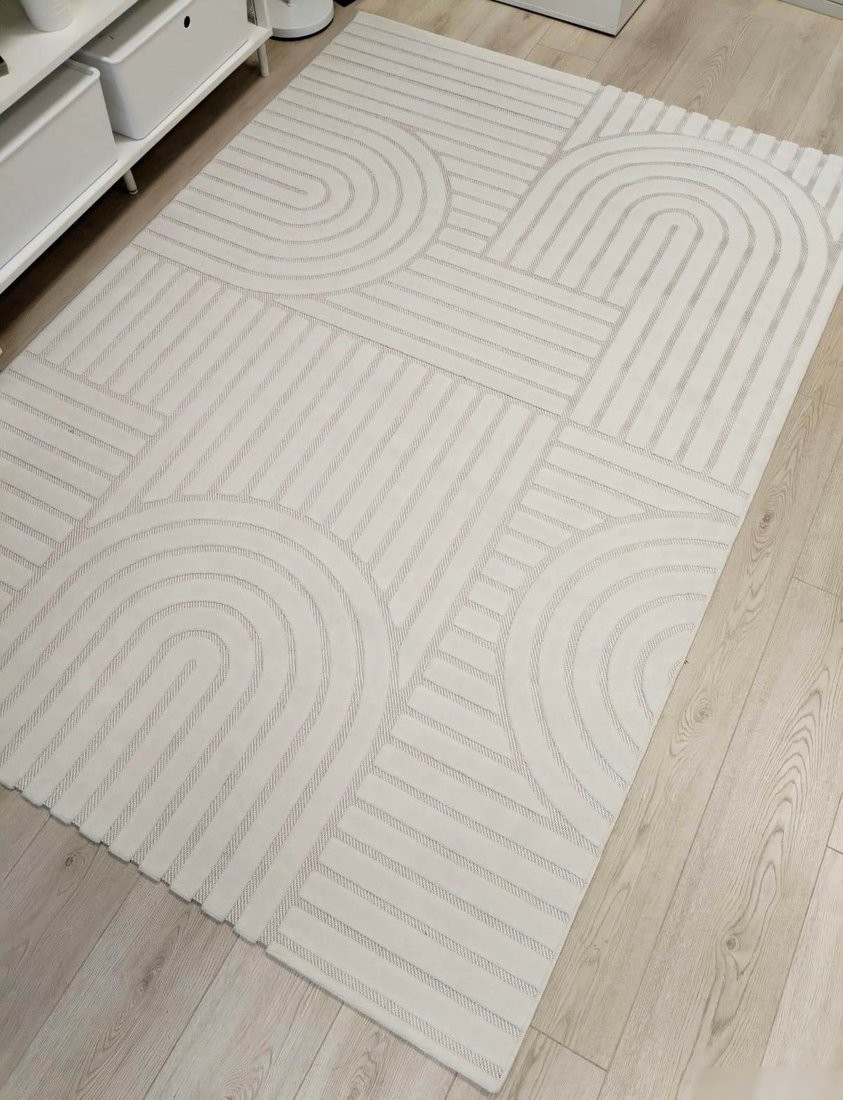 Ковер для жилой комнаты Radjab Carpet Сканди Сизаль Прямоугольник 10946A (1.5x2.5, Krem/Krem)