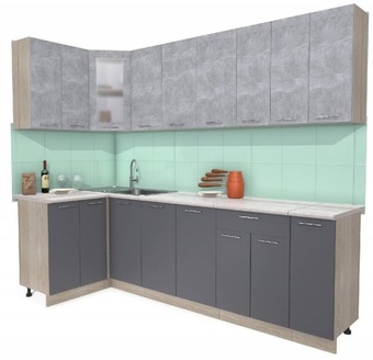 Готовая кухня Интерлиния Мила 12x27 (бетон-антрацит-травертин)