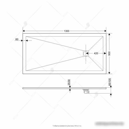 Душевой поддон RGW ST-0139G 16152913-02 90x130