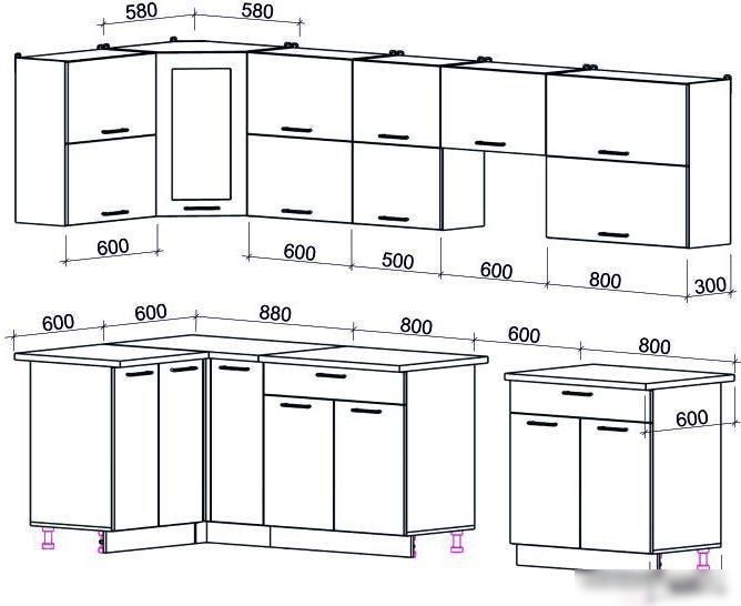 Угловая кухня Интерлиния Мила Gloss 60-12x31 (ваниль/шоколад глянец)