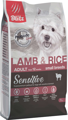 Сухой корм для собак Blitz Sensitive Adult Small Breeds Lamb & Rice (для мелких пород с ягненком и рисом) 7 кг