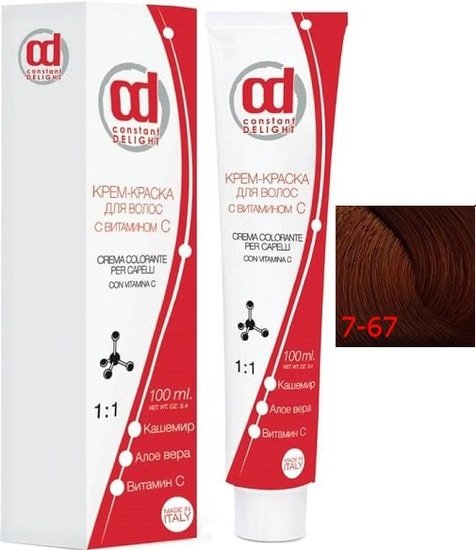 Крем-краска для волос Constant Delight Crema Colorante с витамином С 7/67 средне-русый шоколадно-медный