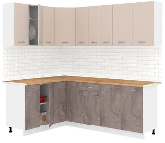 Готовая кухня Кортекс-мебель Корнелия Лира 1.5x2.2 (капучино/оникс/дуб бунратти)