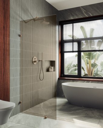 Душевая стенка MaybahGlass 79x195 MGD-262-2 (бронзовое стекло/бронза)