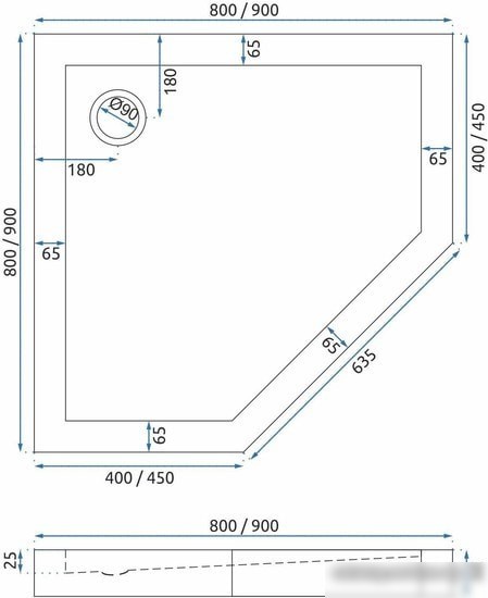 Душевой поддон Rea Diamond 90x90 (белый)
