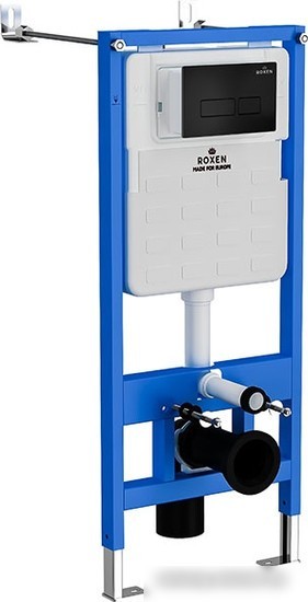 Унитаз подвесной Roxen Simple Compact в комплекте с инсталляцией StounFix Slim 6 в 1 921358 (кнопка: черный матовый)