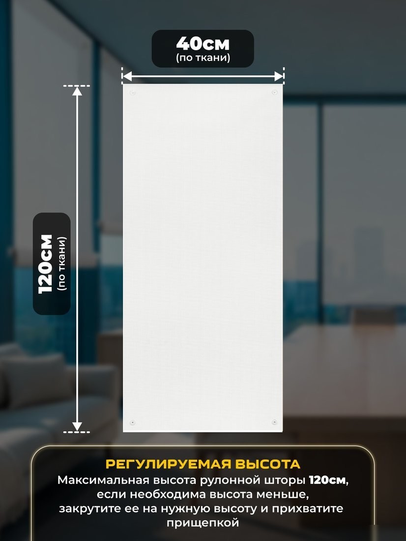 Рулонные шторы Sundays Home Санскрин 310-01 40х120 (белый, на присосках)