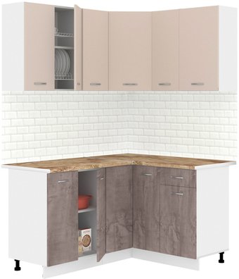Готовая кухня Кортекс-мебель Корнелия Лира 1.5x1.3 (капучино/оникс/мадрид)