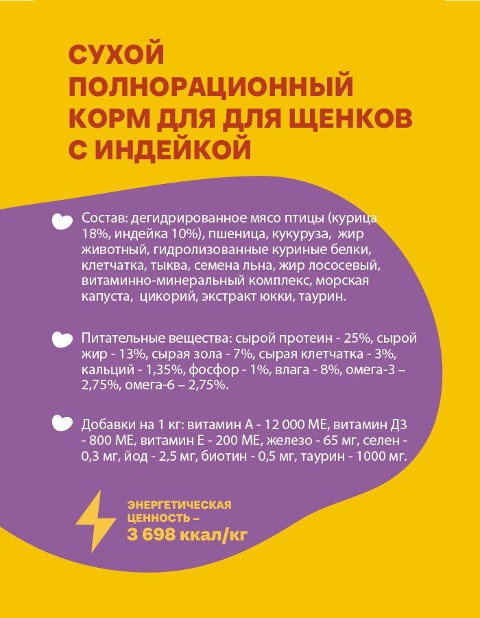 Сухой корм для собак Хаппи Лаппи Для щенков индейка 600 г