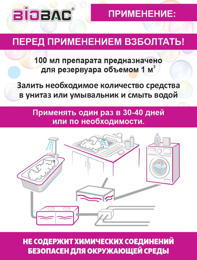 Жидкость для септиков и выгребных ям BioBac для септиков и выгребных ям BB-ML1 (1л)