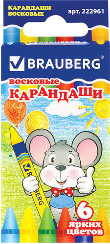 Восковые мелки BRAUBERG Пифагор 222961 (6 цв)