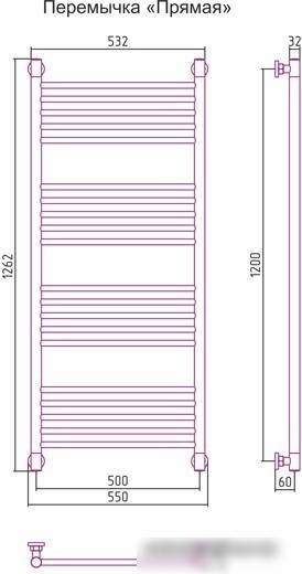 Полотенцесушитель Сунержа Богема+ 1200x500 00-0220-1250