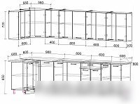 Готовая кухня Интерлиния Мила Лайт 1.2x3.0 (вудлайн кремовый/дуб веллингтон/серый каспий)
