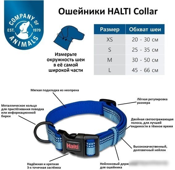 Ошейник Halti Collar XS (голубой)