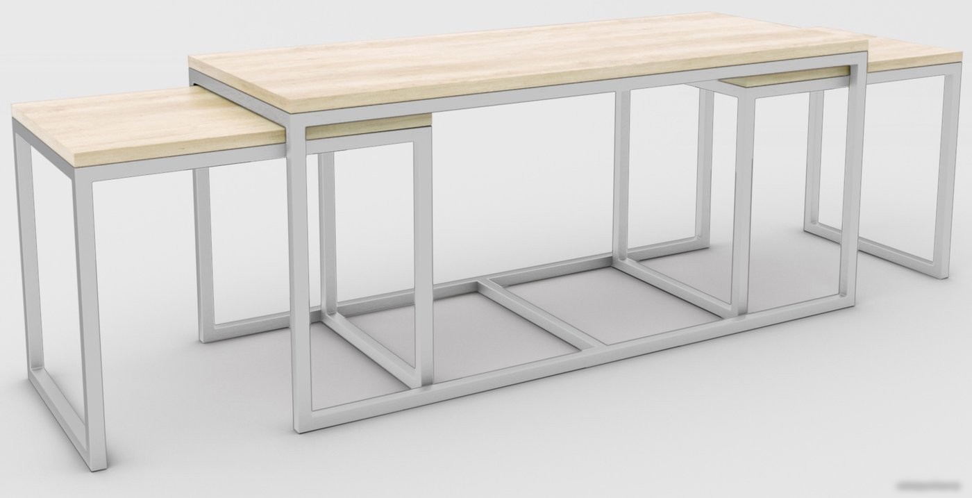 Журнальный столик Hype Mebel Трио 40x100-200 (белый/древесина белая) Журнальный столик Hype Mebel Трио 40x100-200 (белый/древесина белая)