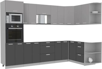 Готовая кухня Интерлиния Мила Лайт 1.68x3.0 правая без столешницы (серебристый/антрацит)