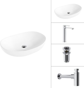 Умывальник Lauter 21502 + Moon 21СK81691C + сифон 21635CH + дон.клапан 21190CH (хром)
