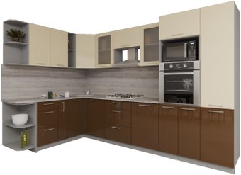 Готовая кухня Интерлиния Мила Gloss 1.88x3.2 левая (ваниль-шоколад)