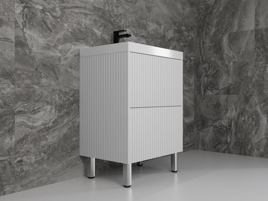 Symbolite Тумба под умывальник Стокгольм 60 Classic Push 2 ящика (белый рифленый софт)