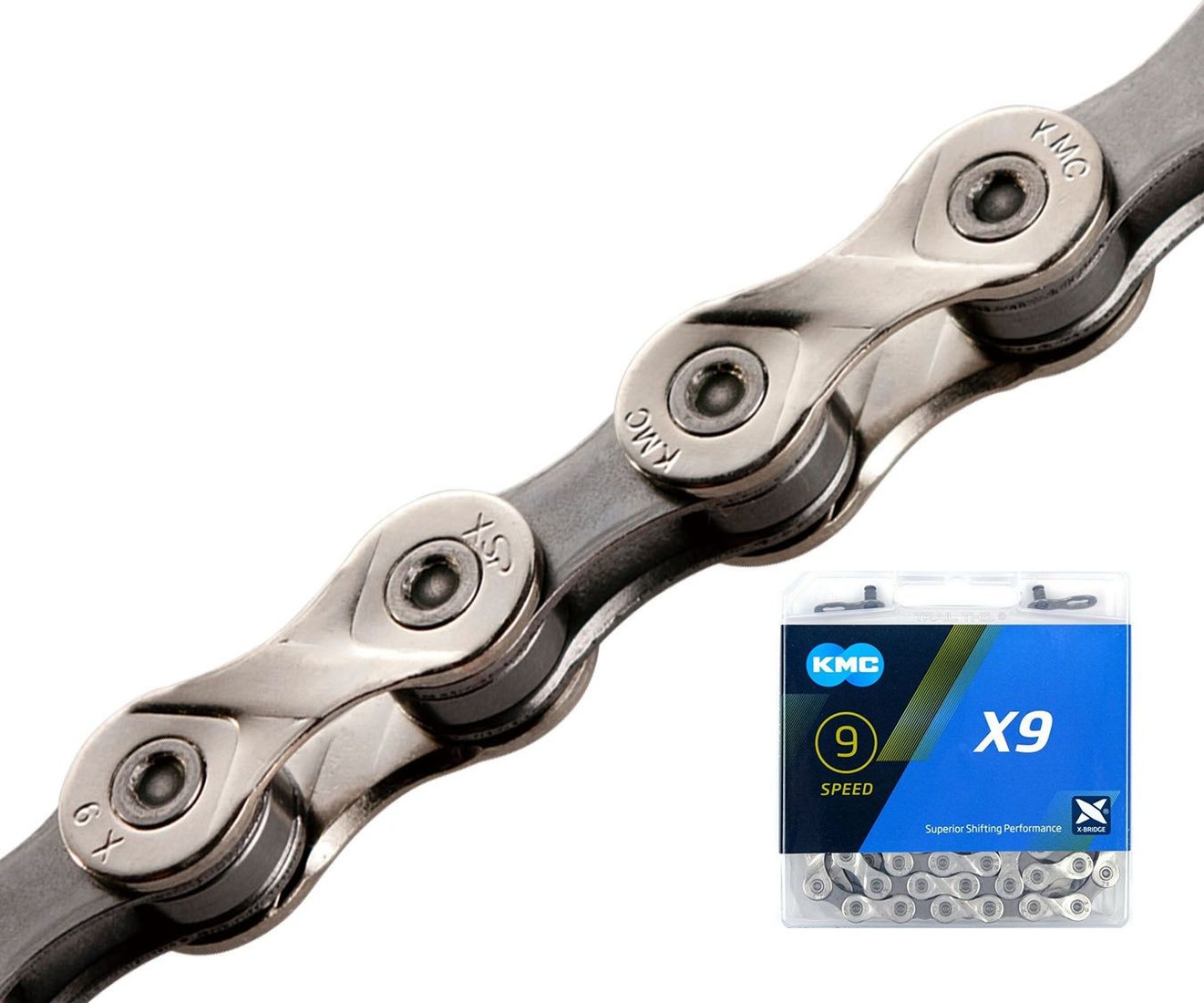 Цепь велосипедная KMC X9-116SLGR Цепь велосипедная KMC X9-116SLGR