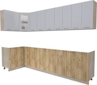 Готовая кухня Интерлиния Мила 12x30 без столешницы (серебристый/дуб золотой)