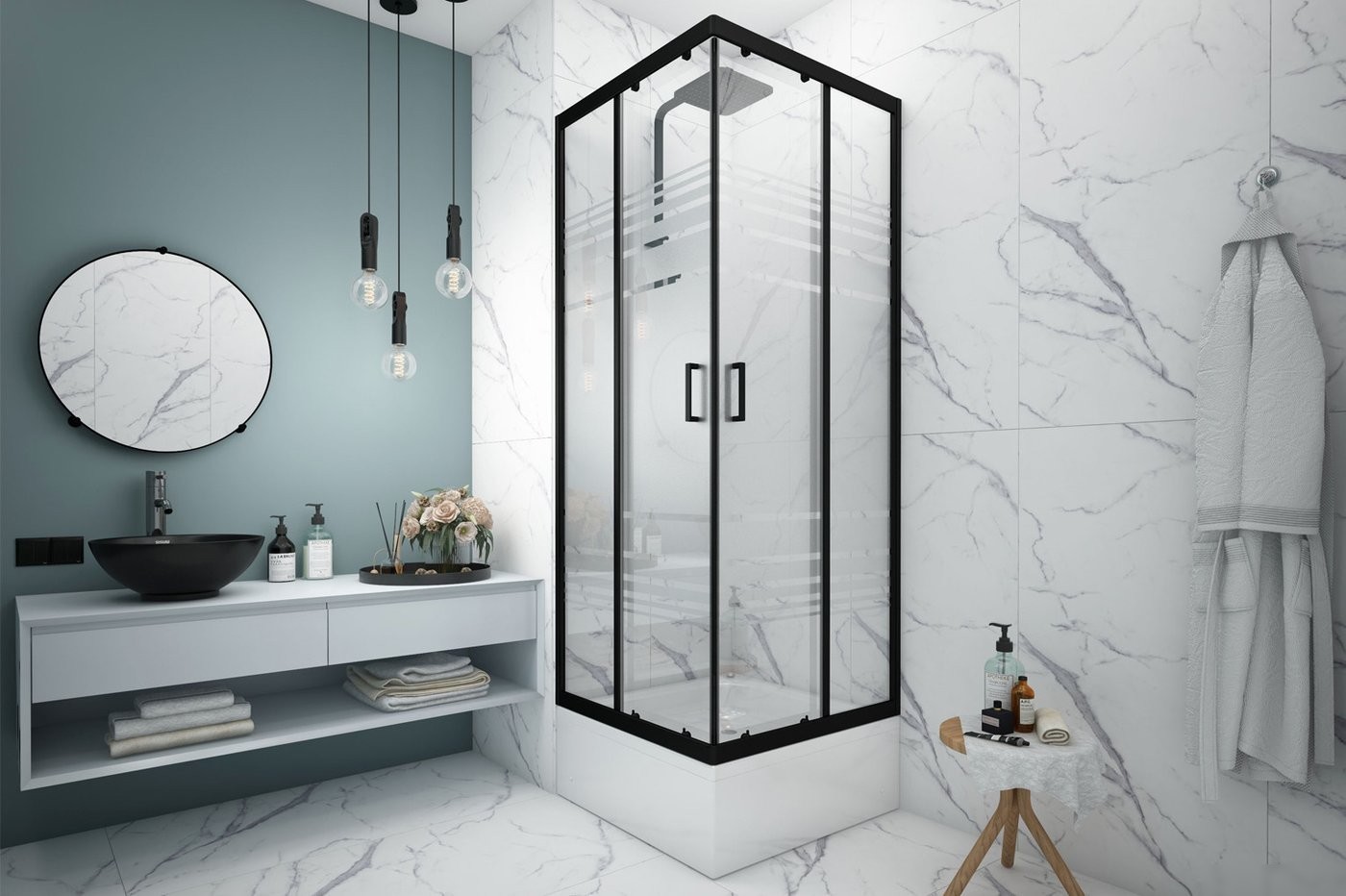 Душевой уголок Метакам City Trend Black 90x90x185 (без поддона)