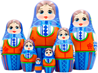 Развивающая игра Брестская Матрешка Девушка в немецком платье Dirndl (набор 7 шт)