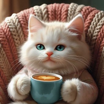 Алмазная мозаика Феникс+ Кот с капучино 71398