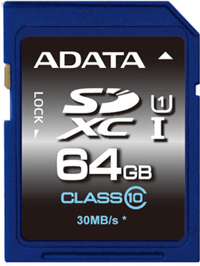 Карта памяти A-Data Premier SDXC UHS-I (Class 10) 64GB (ASDX64GUICL10-R)