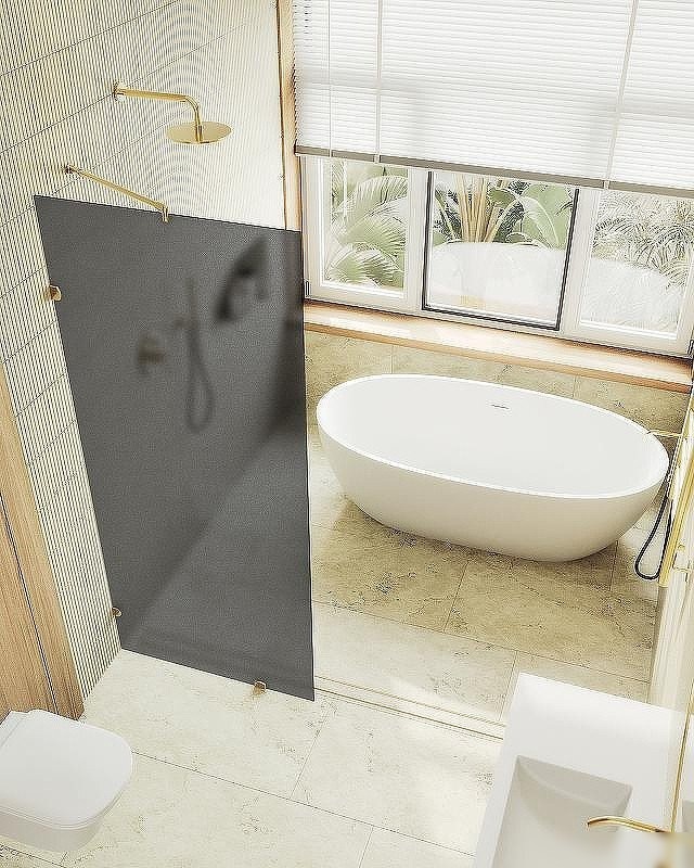Душевая стенка MaybahGlass 89x195 MGD-272-3 (графитовое матовое стекло/золото)