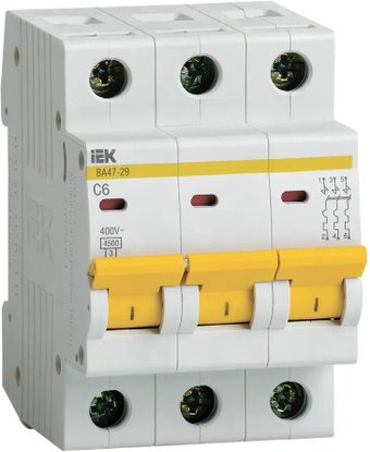 Выключатель автоматический IEK ВА 47-29 6А 3P 4.5кА С MVA20-3-006-C