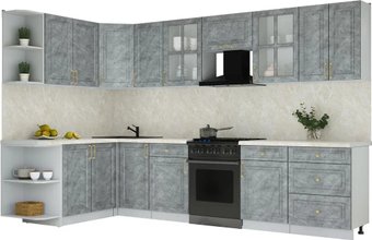 Готовая кухня Интерлиния Мила Шато 1.7x3.2 LV (керамика/керамика/опал светлый)