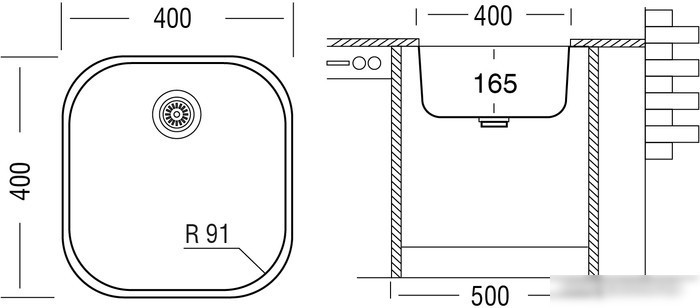 Кухонная мойка Ukinox Модерн MOD400.400-GT6C (с сифоном S701)
