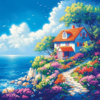 Алмазная мозаика Феникс+ Домик у моря 71389