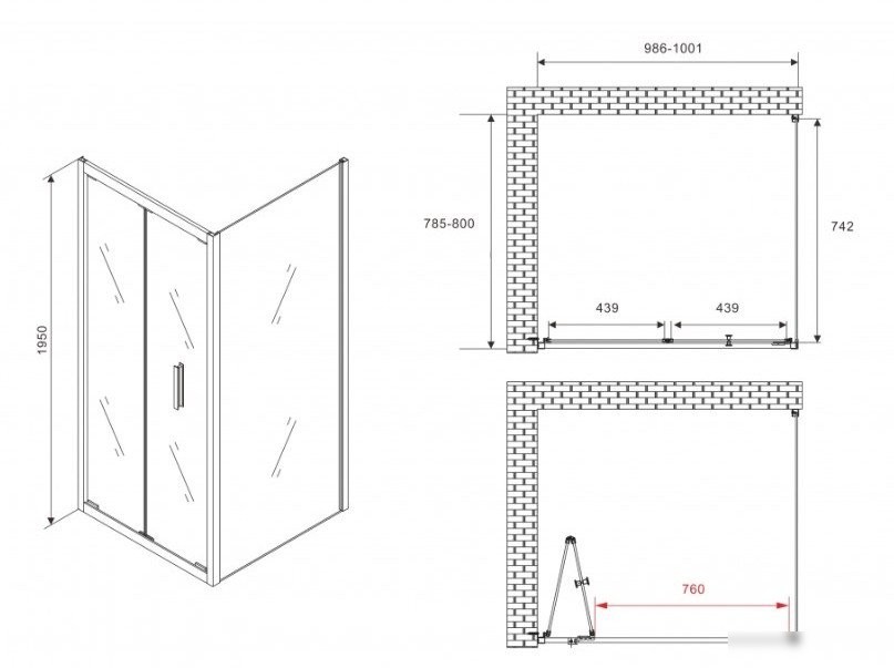 Душевой уголок Abber Sonnenstrand AG07100B-S80B