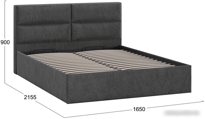 Кровать Трия Глосс универсальный тип 1 с ПМ 160x200 (микровелюр Wellmart Graphite)