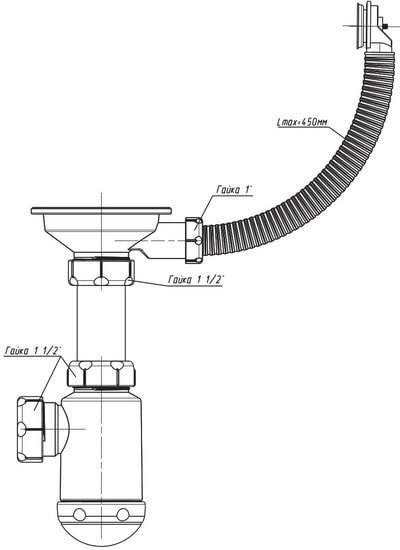 Сифон Санпласт Grand 3 1/2" с круглым переливом