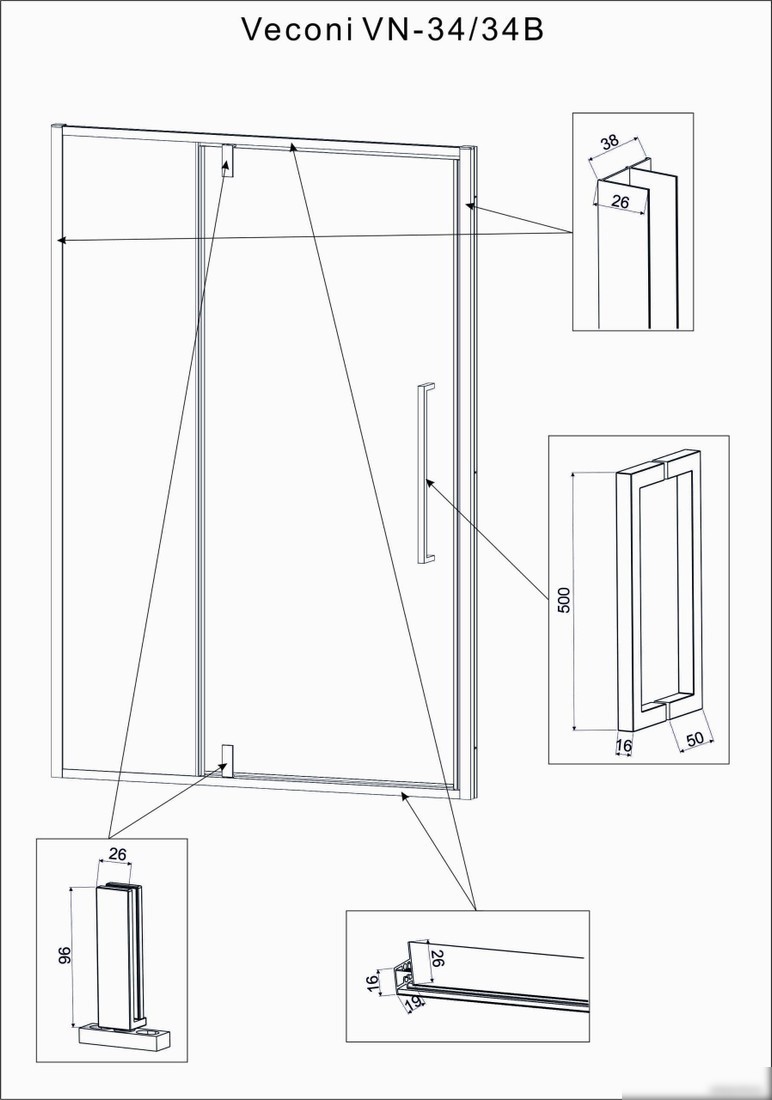 Душевая дверь Veconi VN40B VN40B-120-01-C1