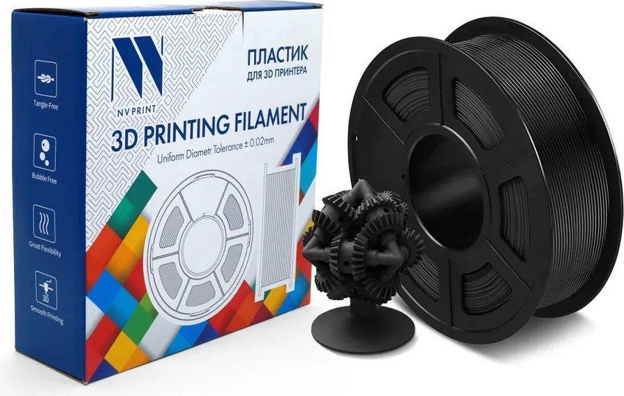 Пластик NV Print NV-3D-ASA-BLACK (1.75мм, 1кг, черный)