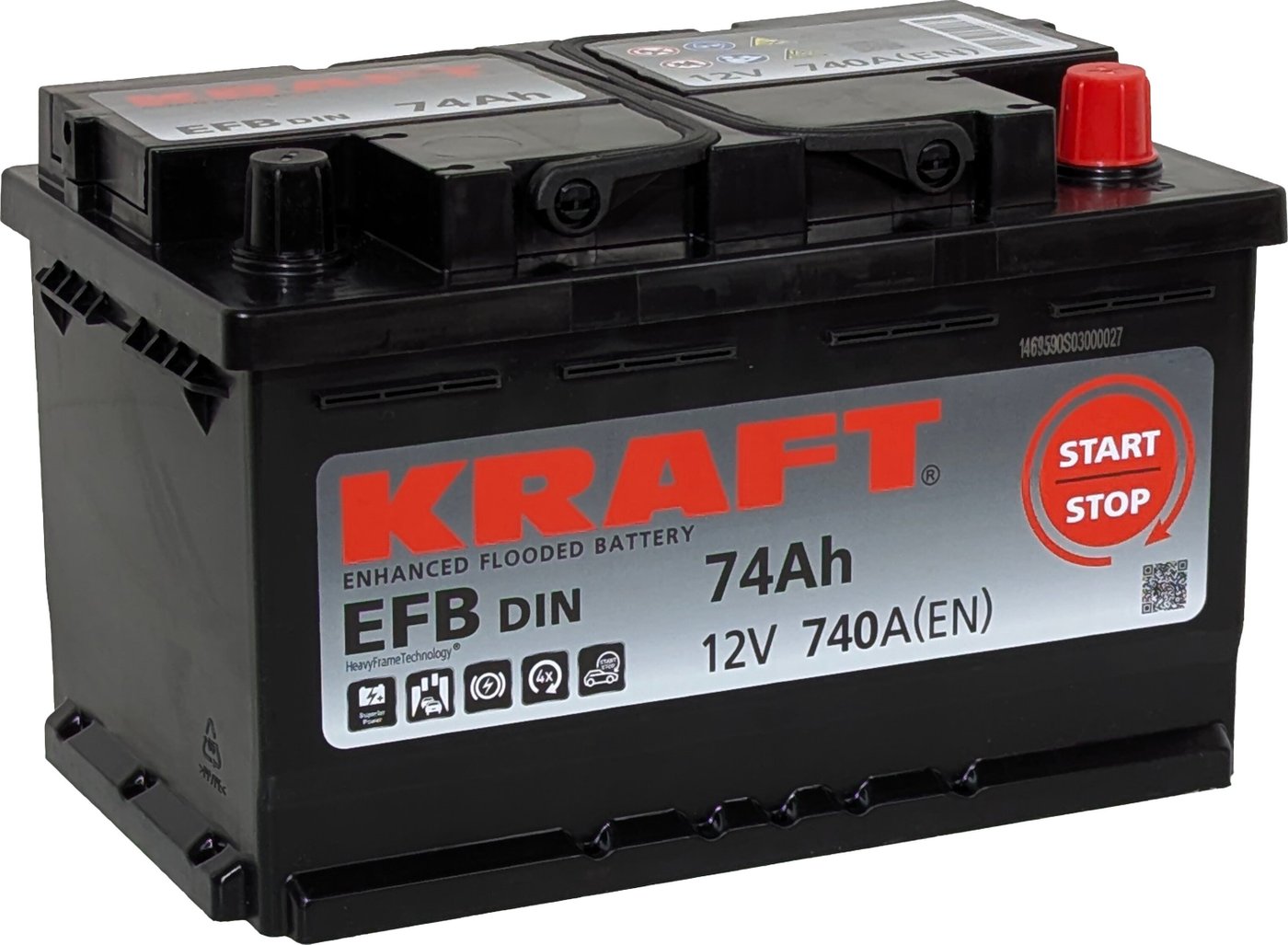 Автомобильный аккумулятор KRAFT EFB R+ (74 А·ч)