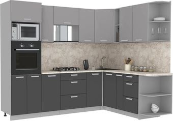 Готовая кухня Интерлиния Мила Лайт 1.88x2.6 правая (серебристый/антрацит/малага)