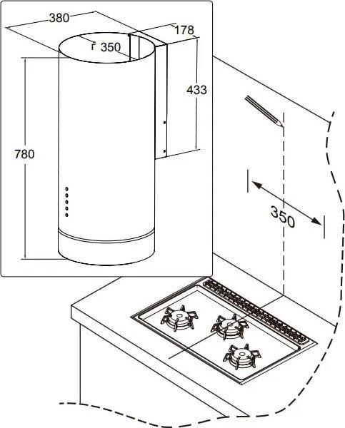 Кухонная вытяжка Meferi TUBE35BK Comfort