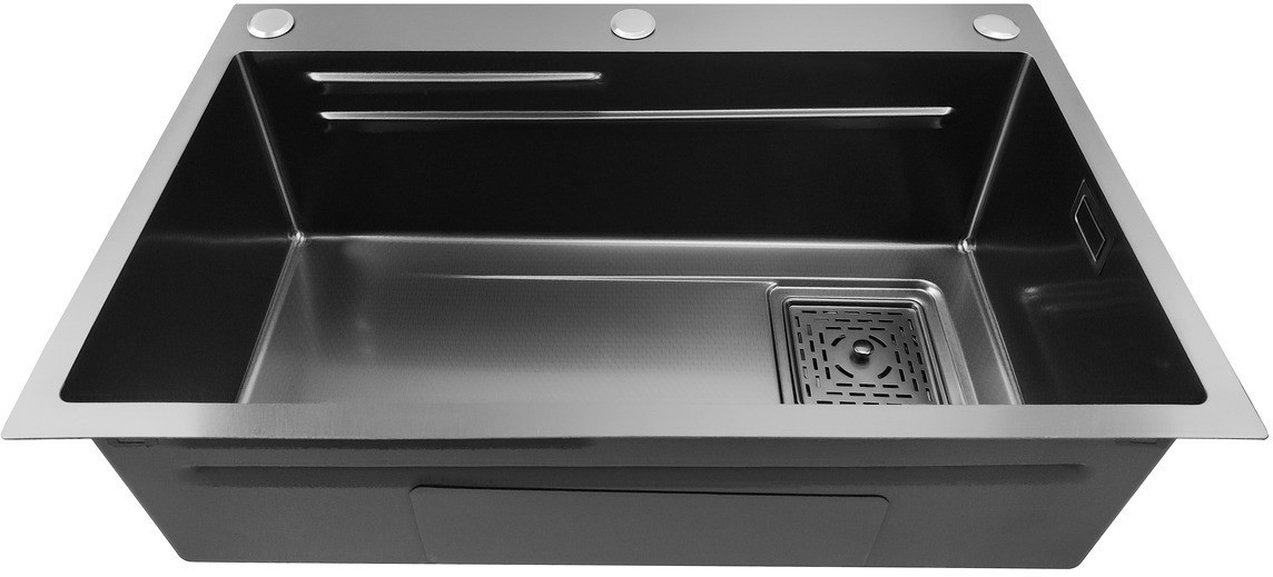Кухонная мойка Stellar Decor S7045NB-A-D (нано черный, c доской)