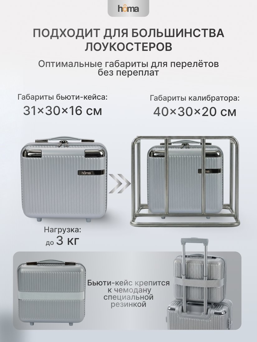 Комплект чемоданов Homa 4CHMD-GR (3шт, серебряный)