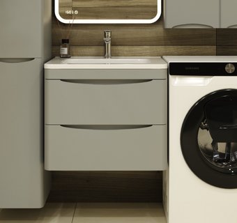 Symbolite Тумба под умывальник Бергамо мини 60 Люкс Plus 2 ящика + Каре Люкс Мини 60х35 (подвесная, серый)