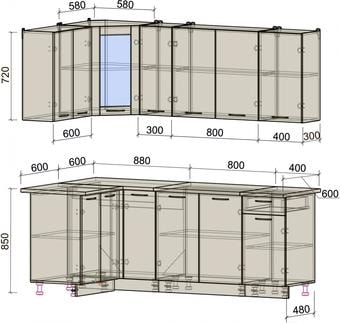 Угловая кухня Интерлиния Мила 12x21 (антрацит/вудлайн кремовый)