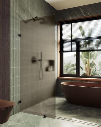 Душевая стенка MaybahGlass 79x195 MGD-265-6 (бронзовое матовое стекло/черный)