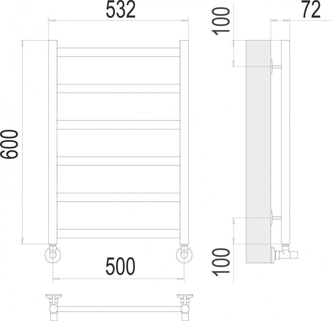 Полотенцесушитель TERMINUS Аврора П6 500x600 (сатин)