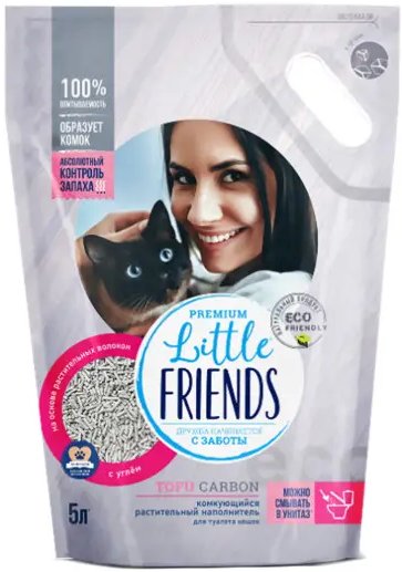 Наполнитель для туалета Little Friends Tofu Carbon 5 л Наполнитель для туалета Little Friends Tofu Carbon 5 л
