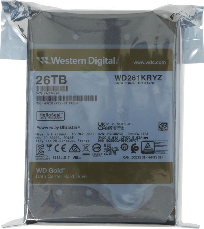 Жесткий диск WD Gold 26TB WD261KRYZ